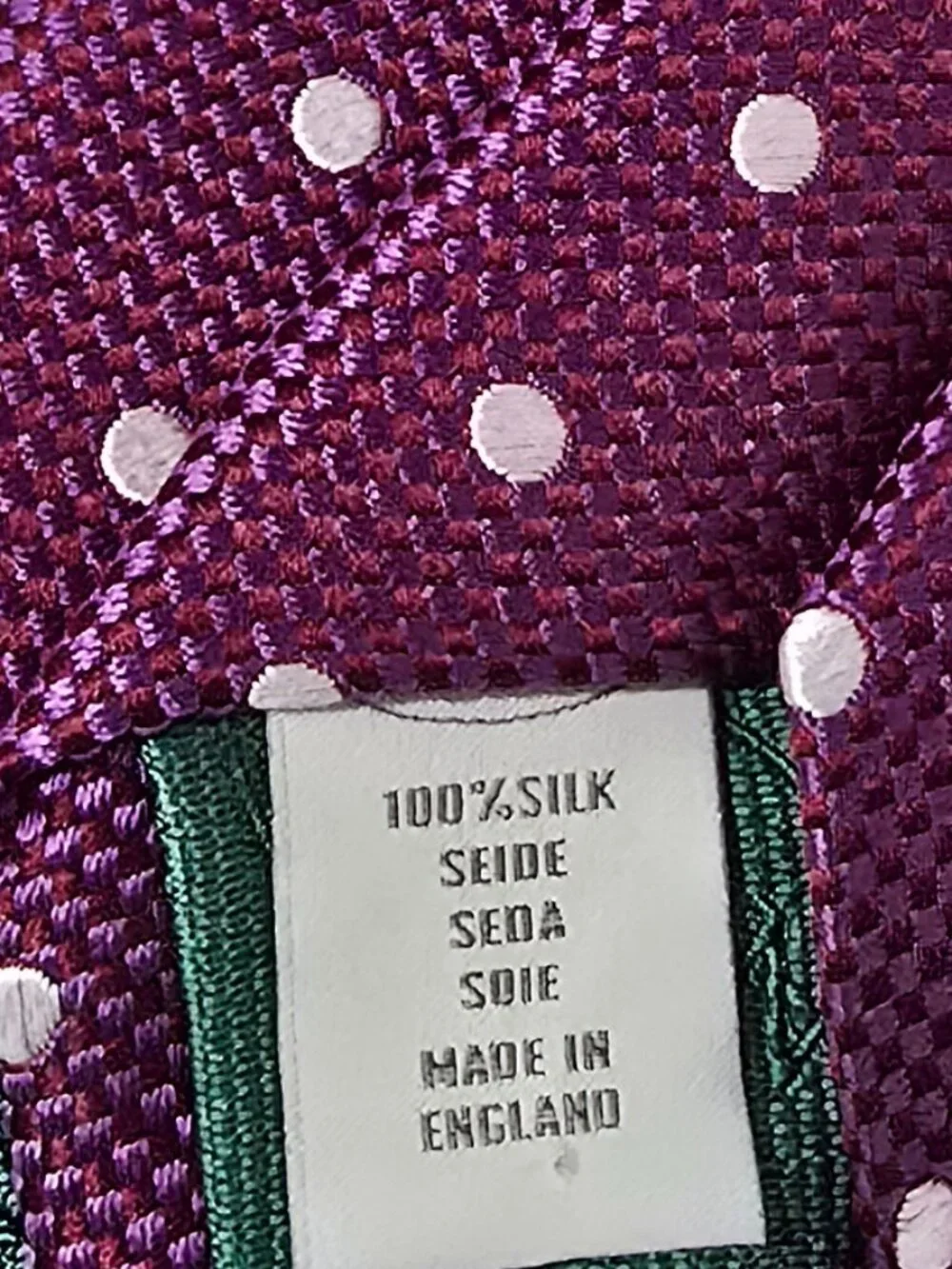 Eton Made in England 100% Silk Necktie - Purple White Dot